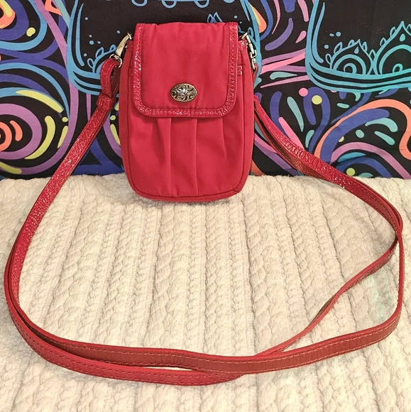 Brighton Mini Crossbody Lightweight Nylon Red Shoulder Wallet - Picture 1 of 15